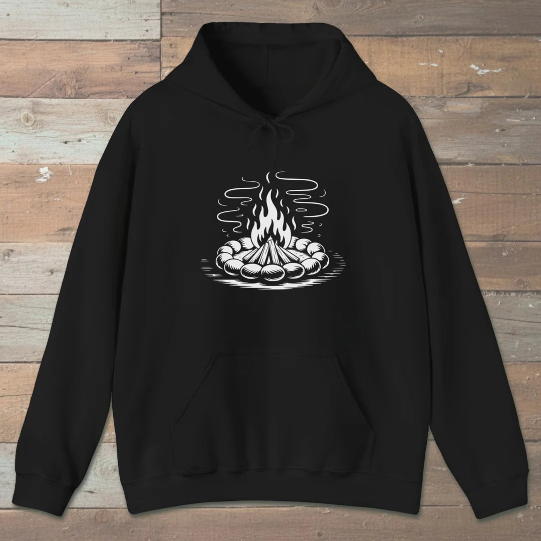 Campfire Glow Hoodie Black Outdoor Nature Tee