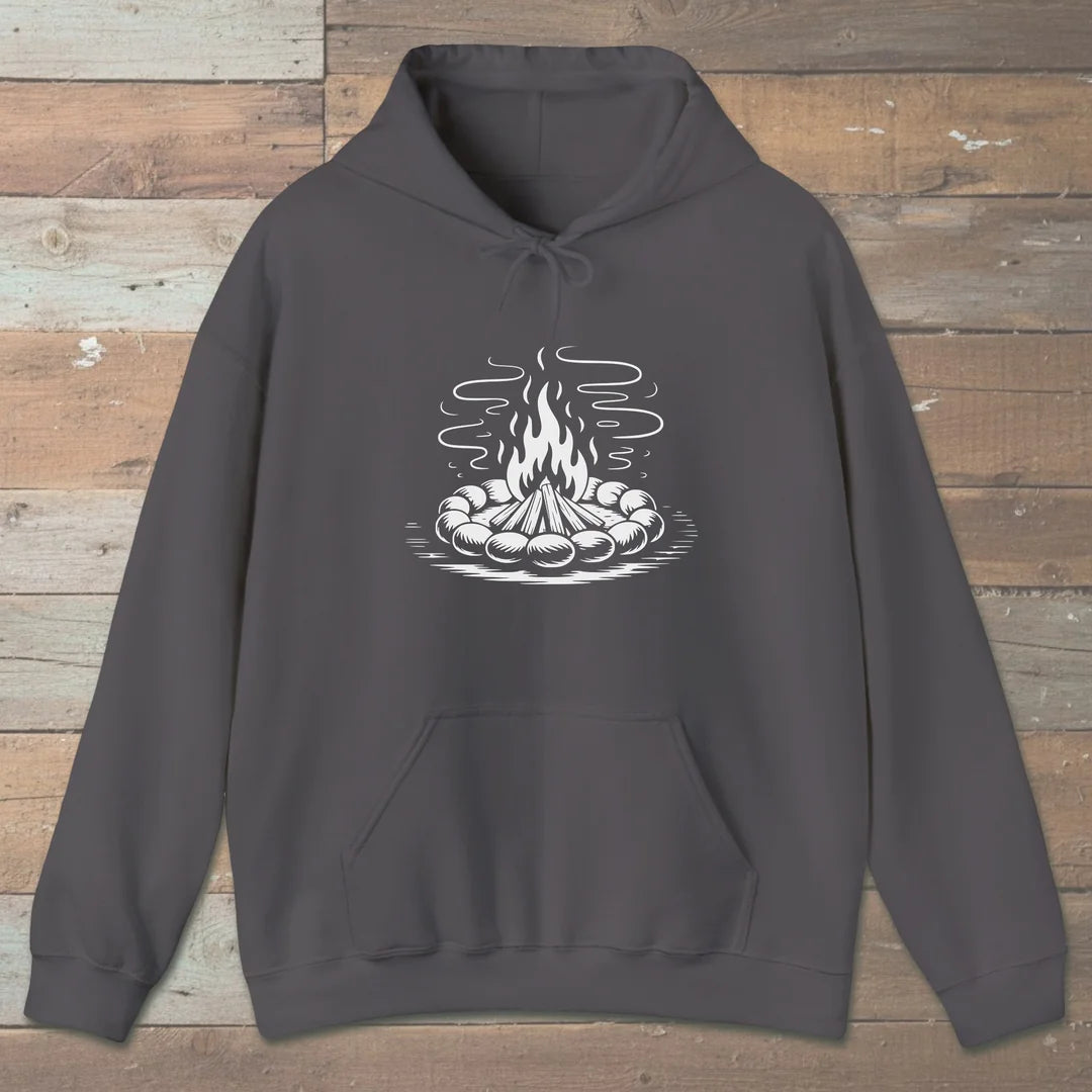 Campfire Glow Hoodie Charcoal Outdoor Nature Tee