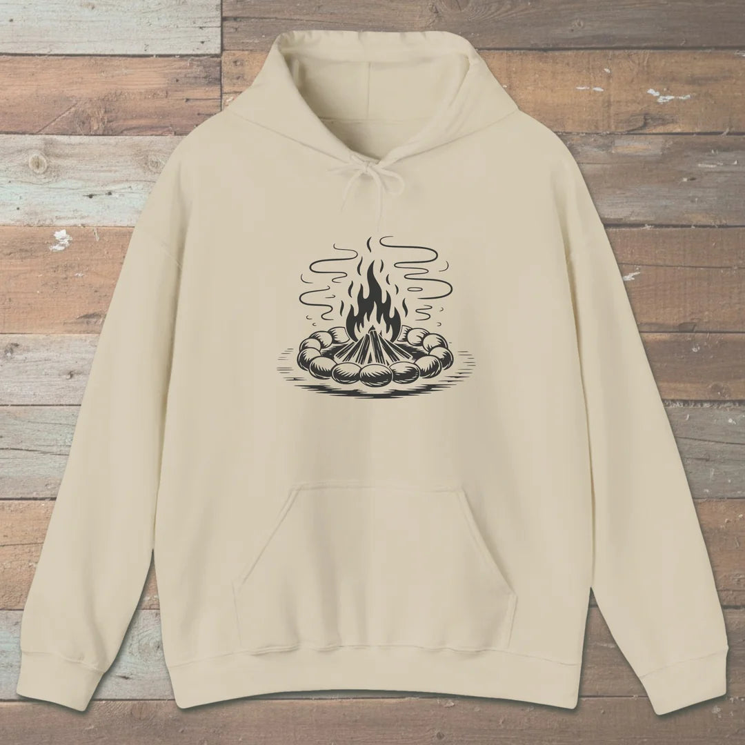 Campfire Glow Hoodie Sand Outdoor Nature Tee
