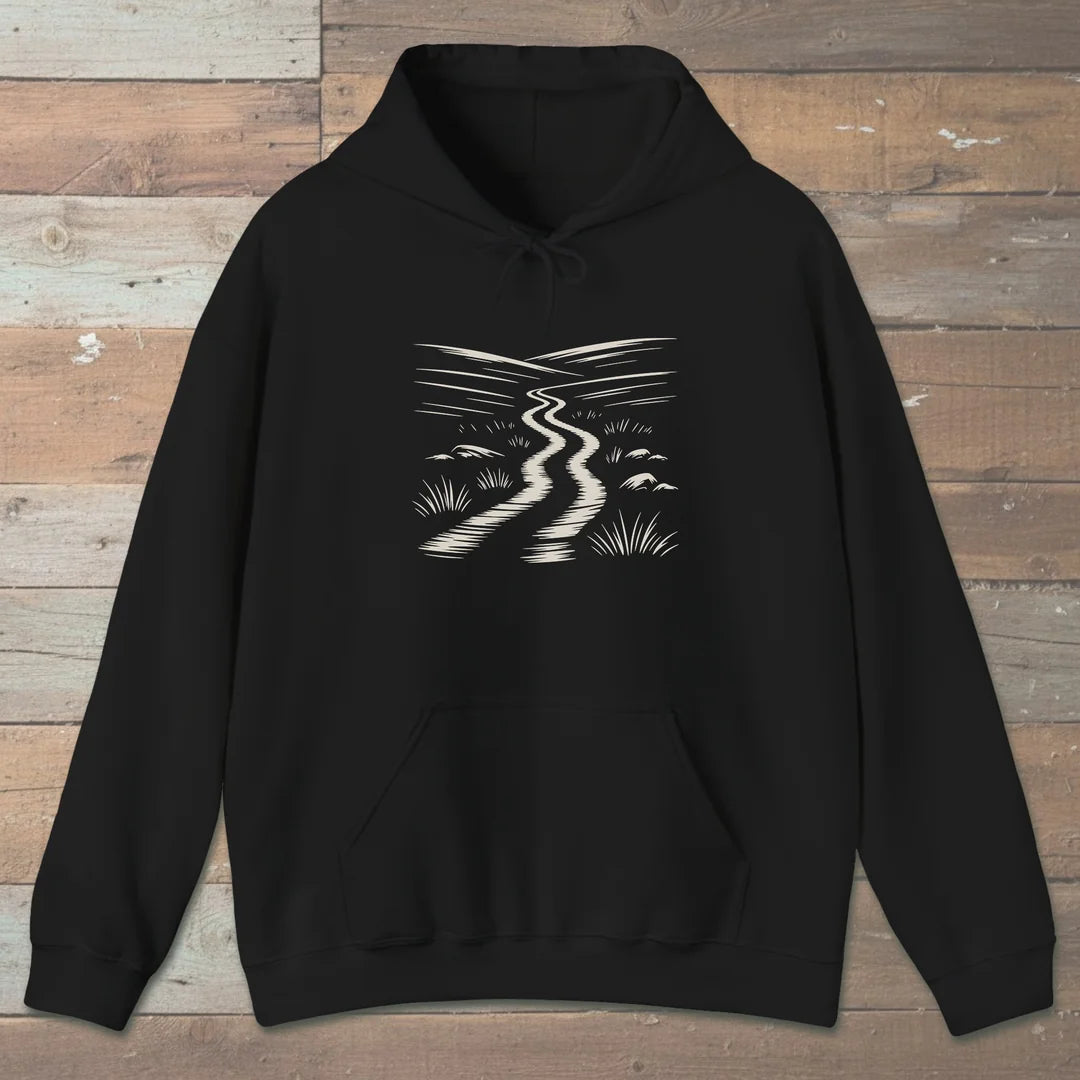 Winding Trail Hoodie Black Outdoor Nature Tee
