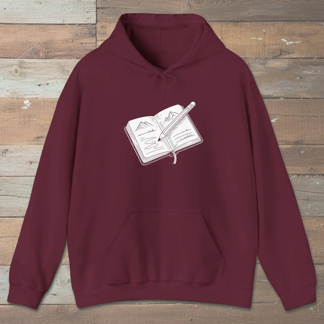 Trail Journal Hoodie Maroon Outdoor Nature Tee