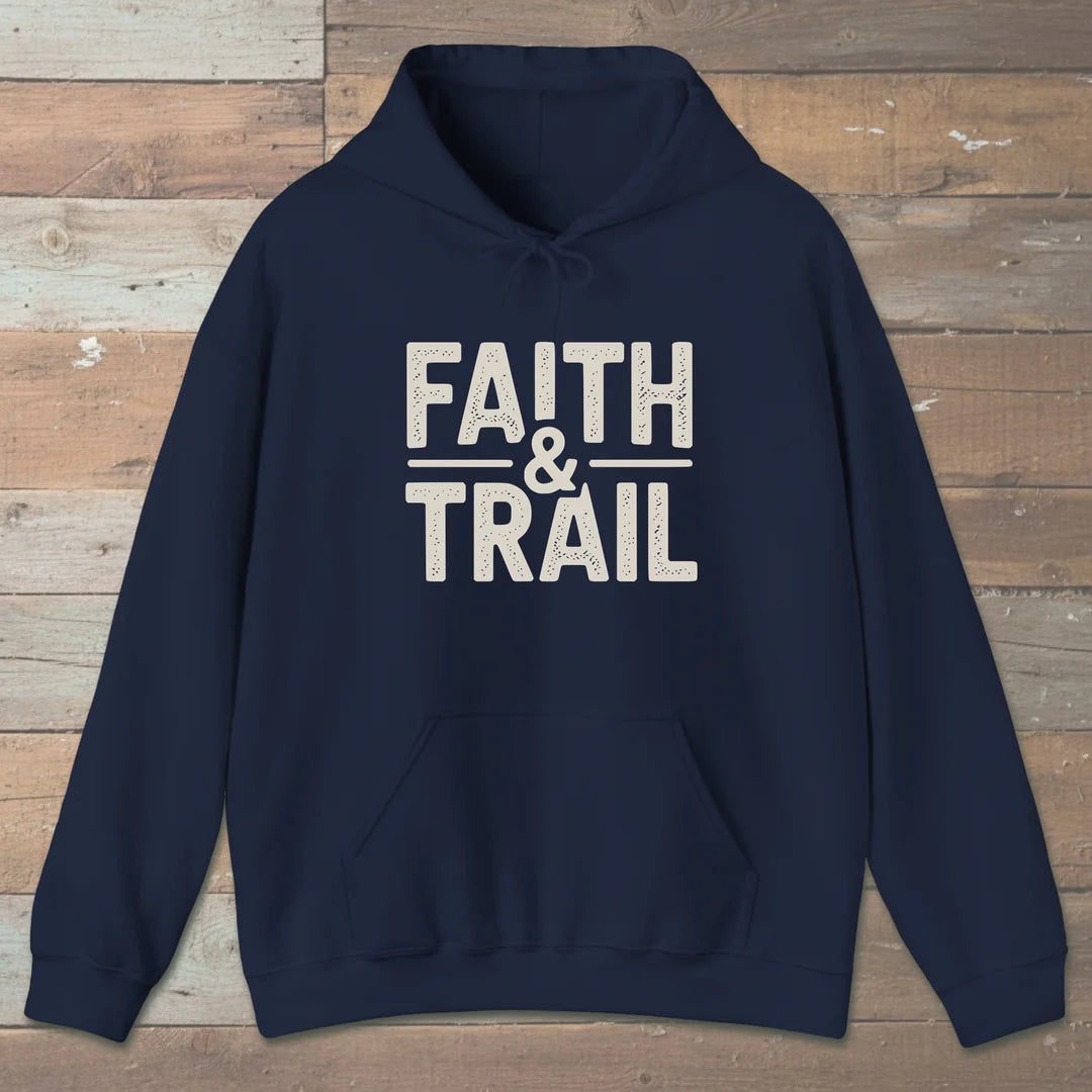 Faith And Trail Hoodie Navy Outdoor Nature Tee