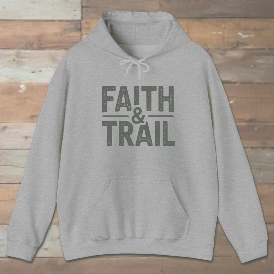 Faith And Trail Hoodie Sport Grey Outdoor Nature Tee