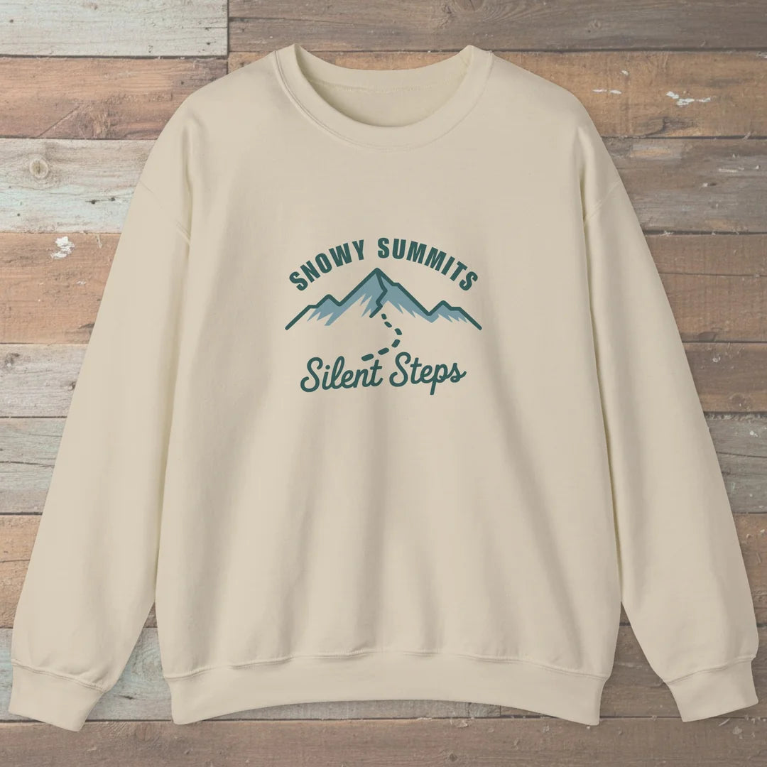 Snowy Summits Silent Steps Sweatshirt Sand Outdoor Nature Tee