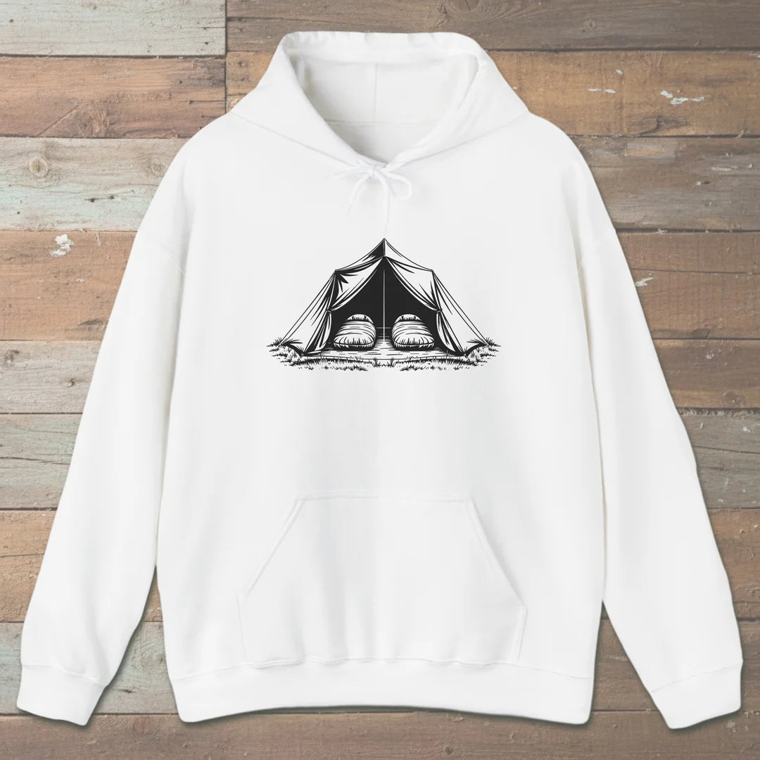 Cozy Camp Tent Twin Sleeping Bags Hoodie White Outdoor Nature Tee