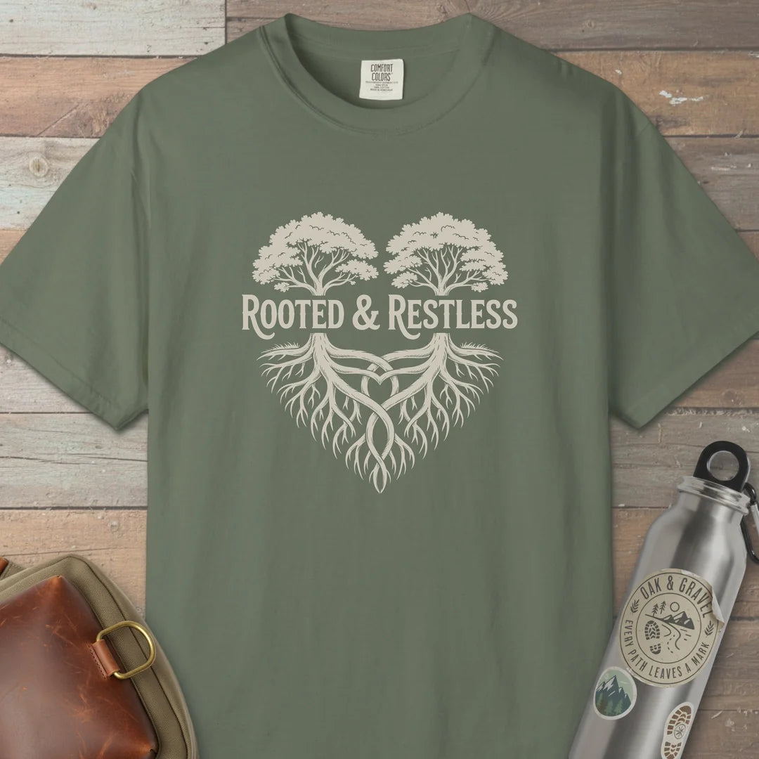 Rooted And Restless T-Shirt Moss Outdoor Nature Tee