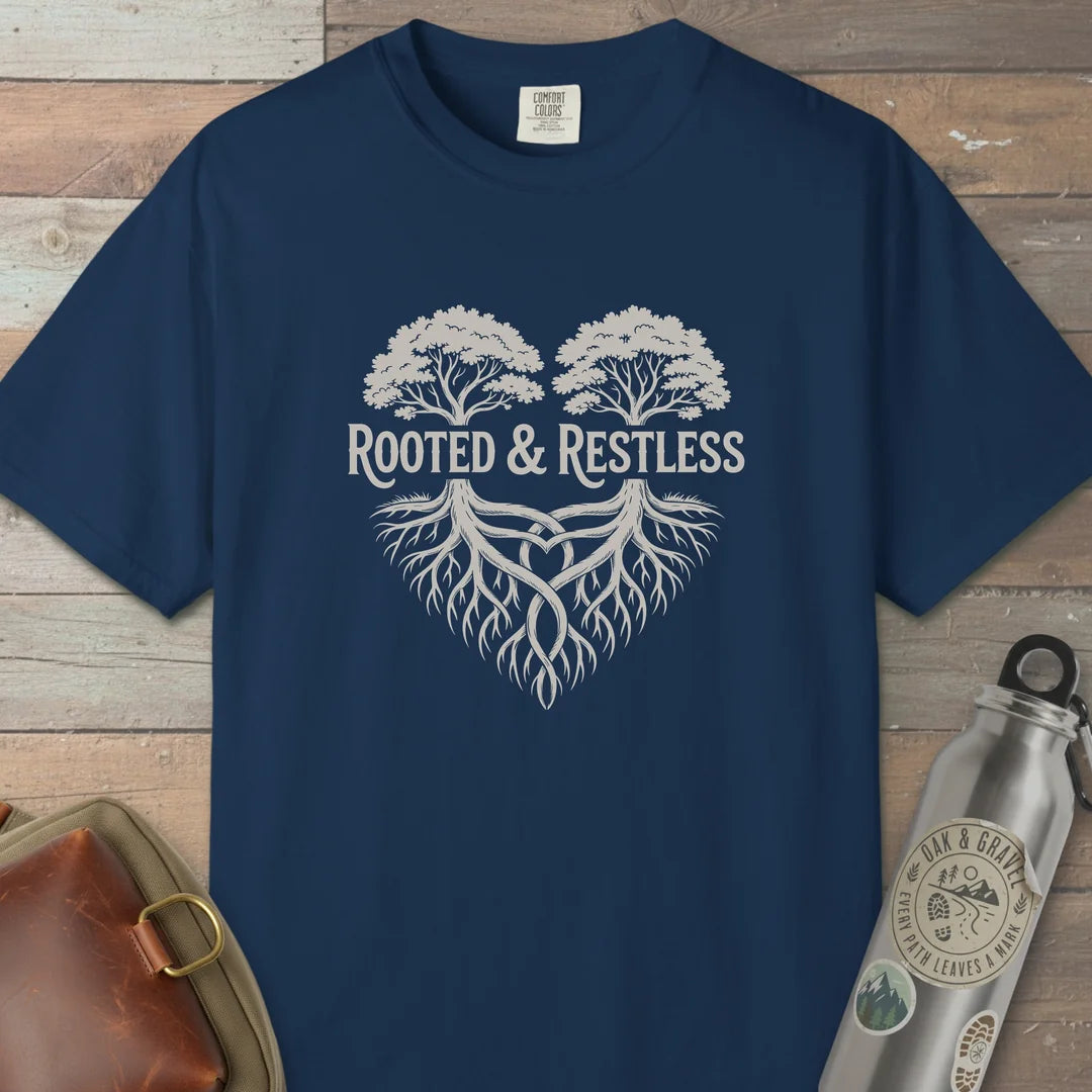 Rooted And Restless T-Shirt Navy Outdoor Nature Tee