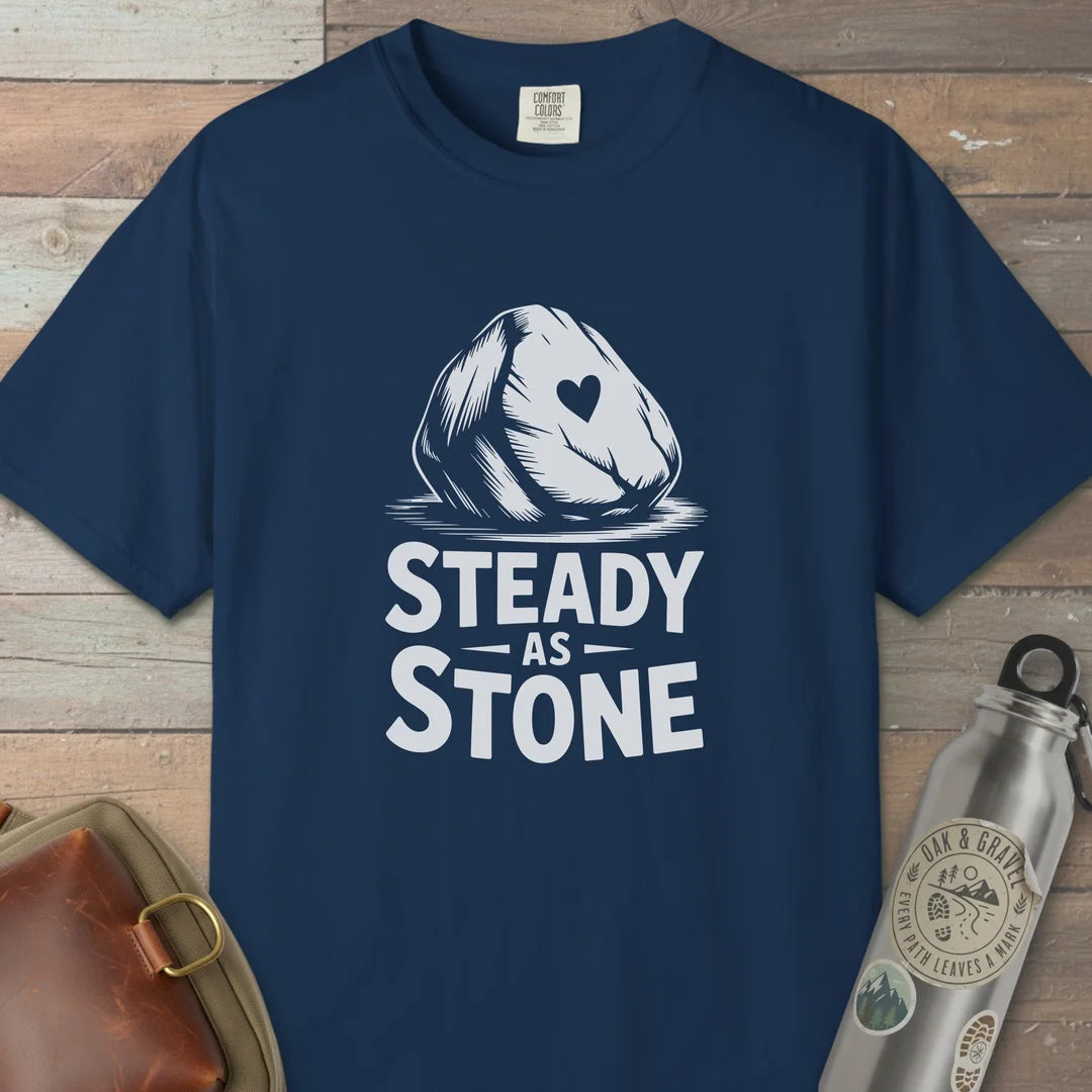 Steady As Stone T-Shirt Navy Outdoor Nature Tee