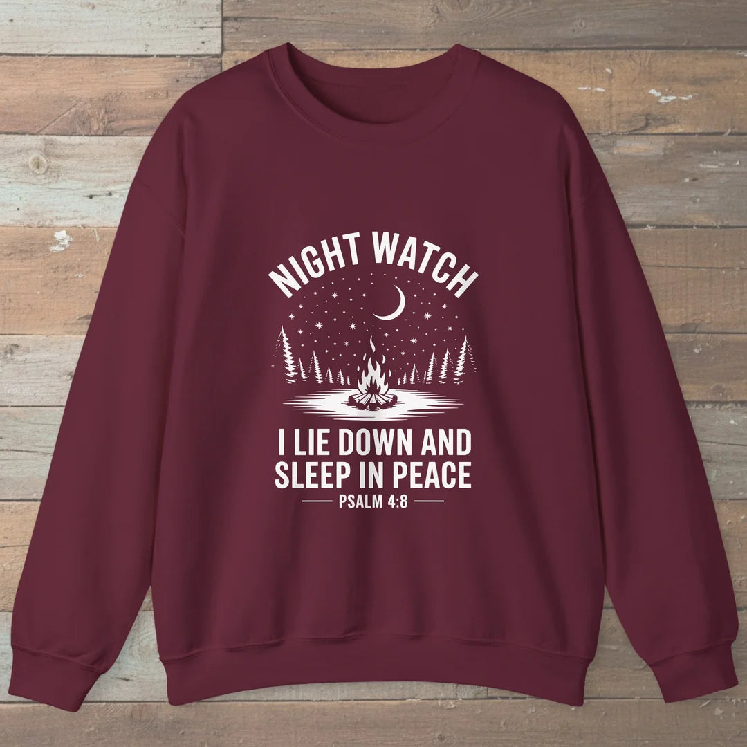 Night Watch Trail Faith Sweatshirt Maroon Outdoor Nature Tee