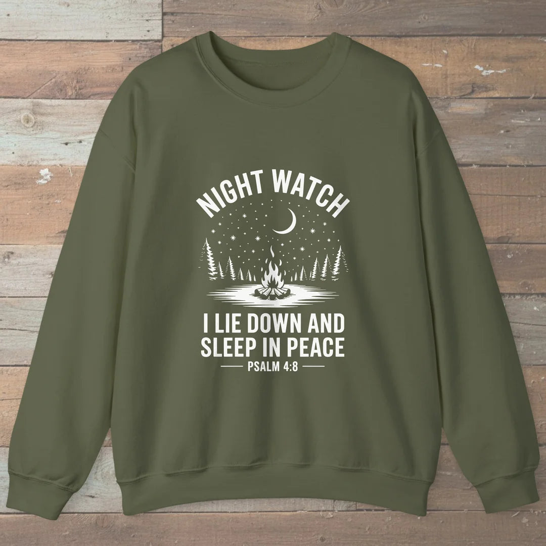 Night Watch Trail Faith Sweatshirt Military Green Outdoor Nature Tee