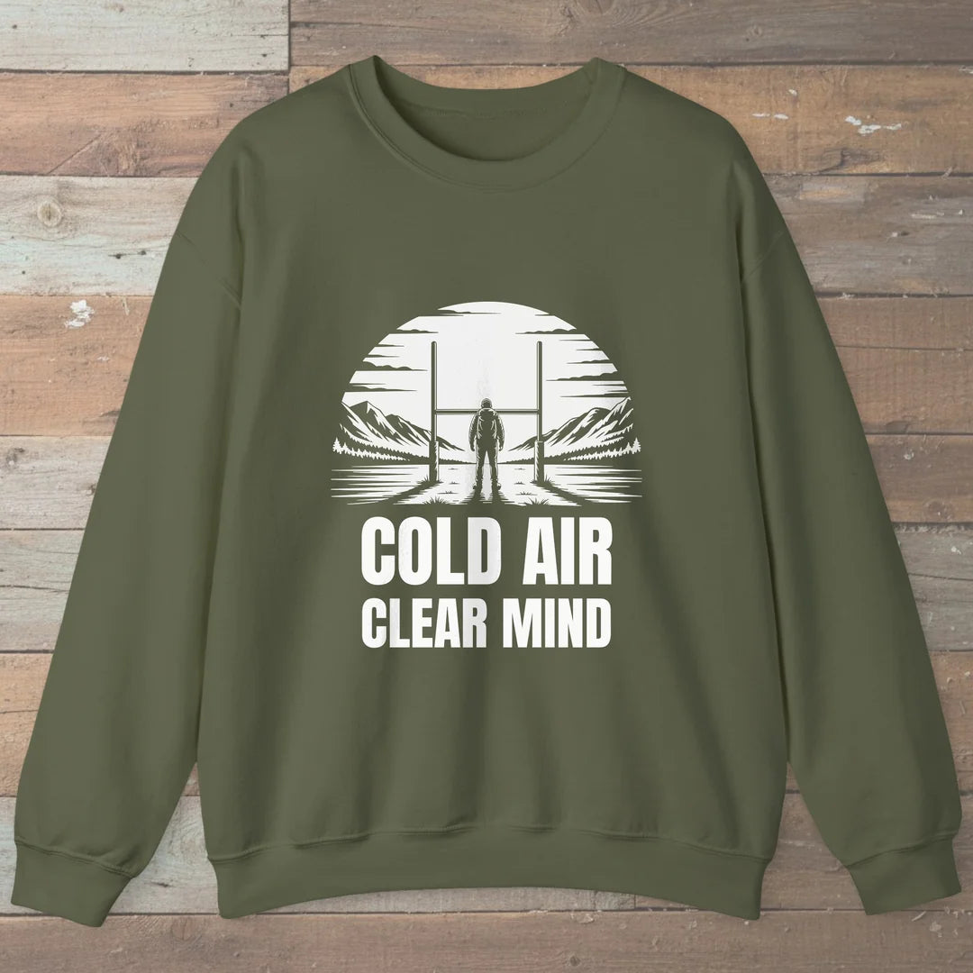 Cold Air Clear Mind Sweatshirt Military Green Outdoor Nature Tee