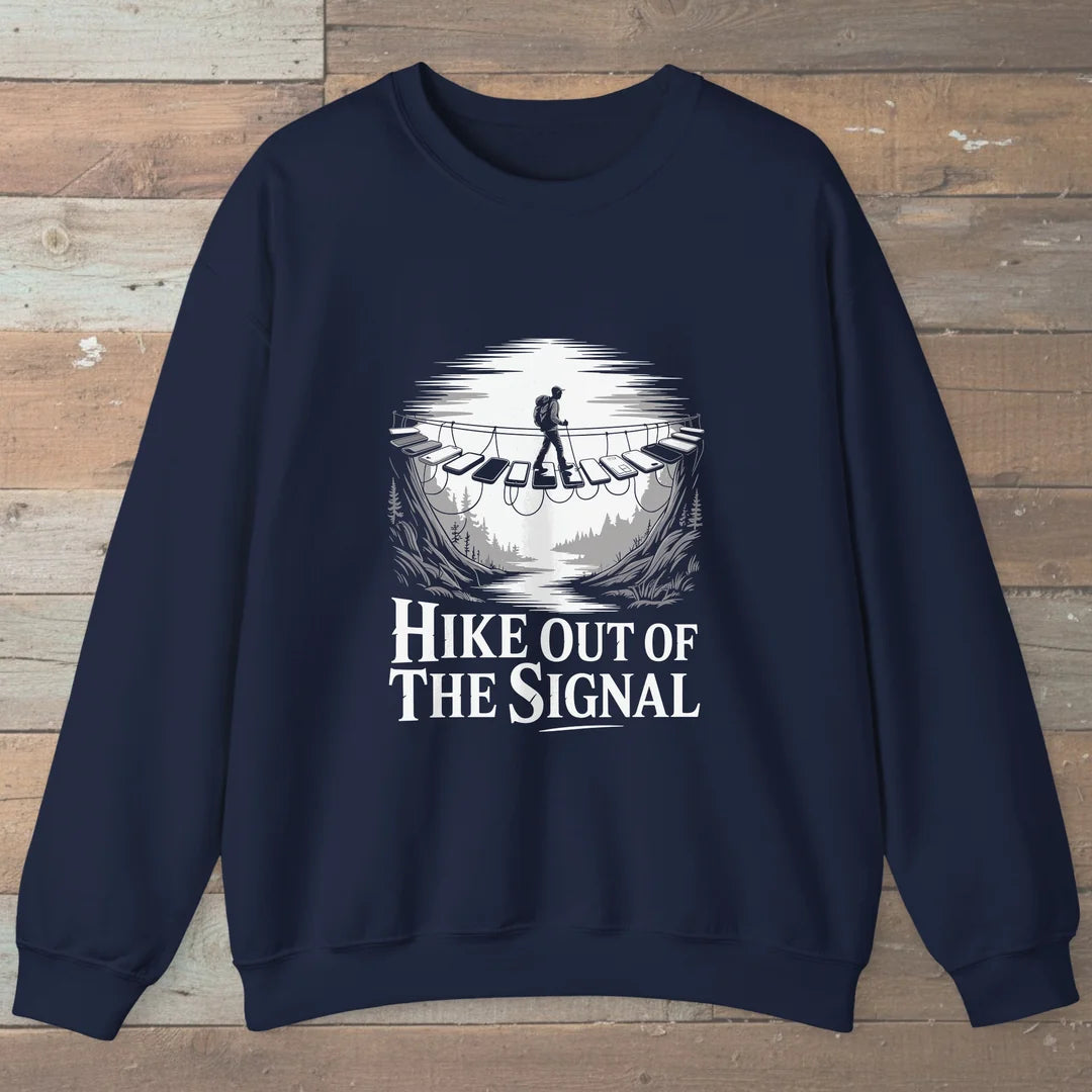 Hike Out Of The Signal Sweatshirt Navy Outdoor Nature Tee