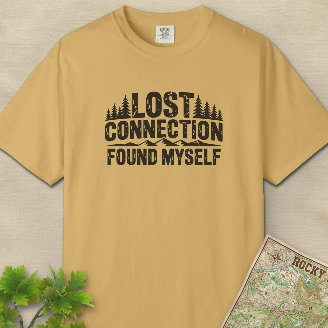 Lost Connection Found Myself T-Shirt Mustard Outdoor Nature Tee