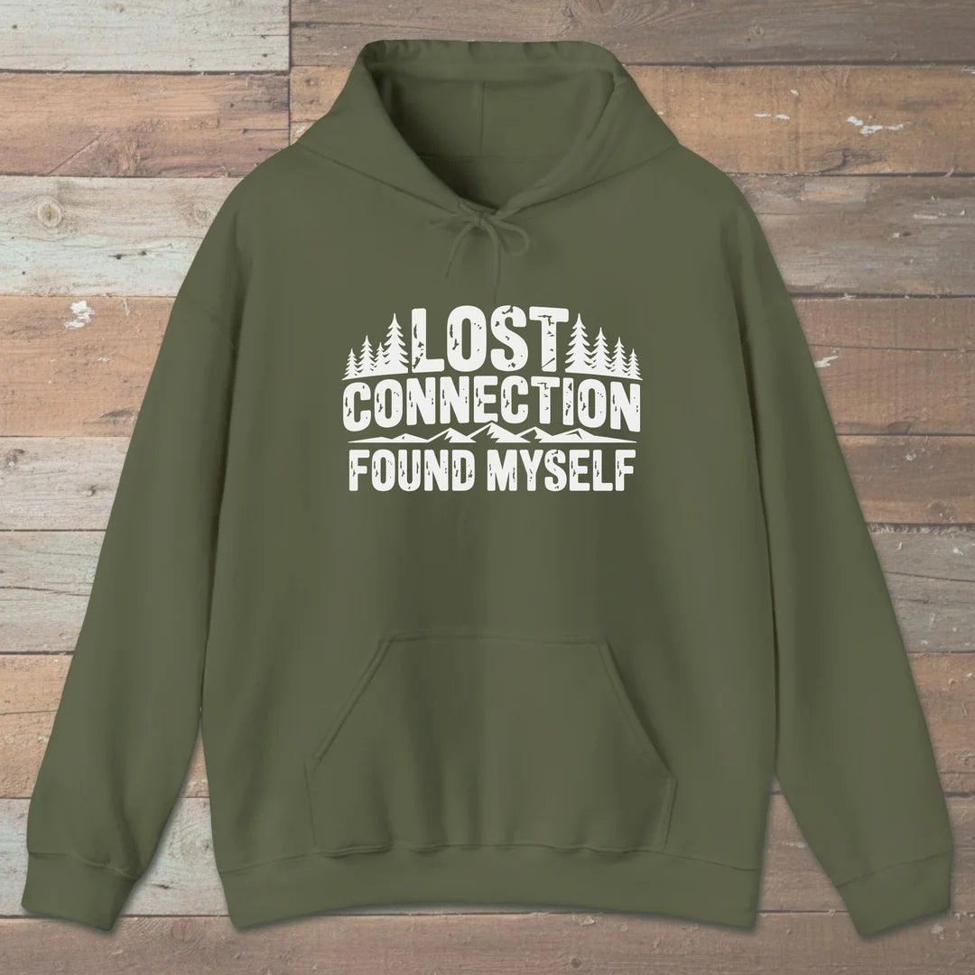 Lost Connection Found Myself Hoodie Military Green Outdoor Nature Tee