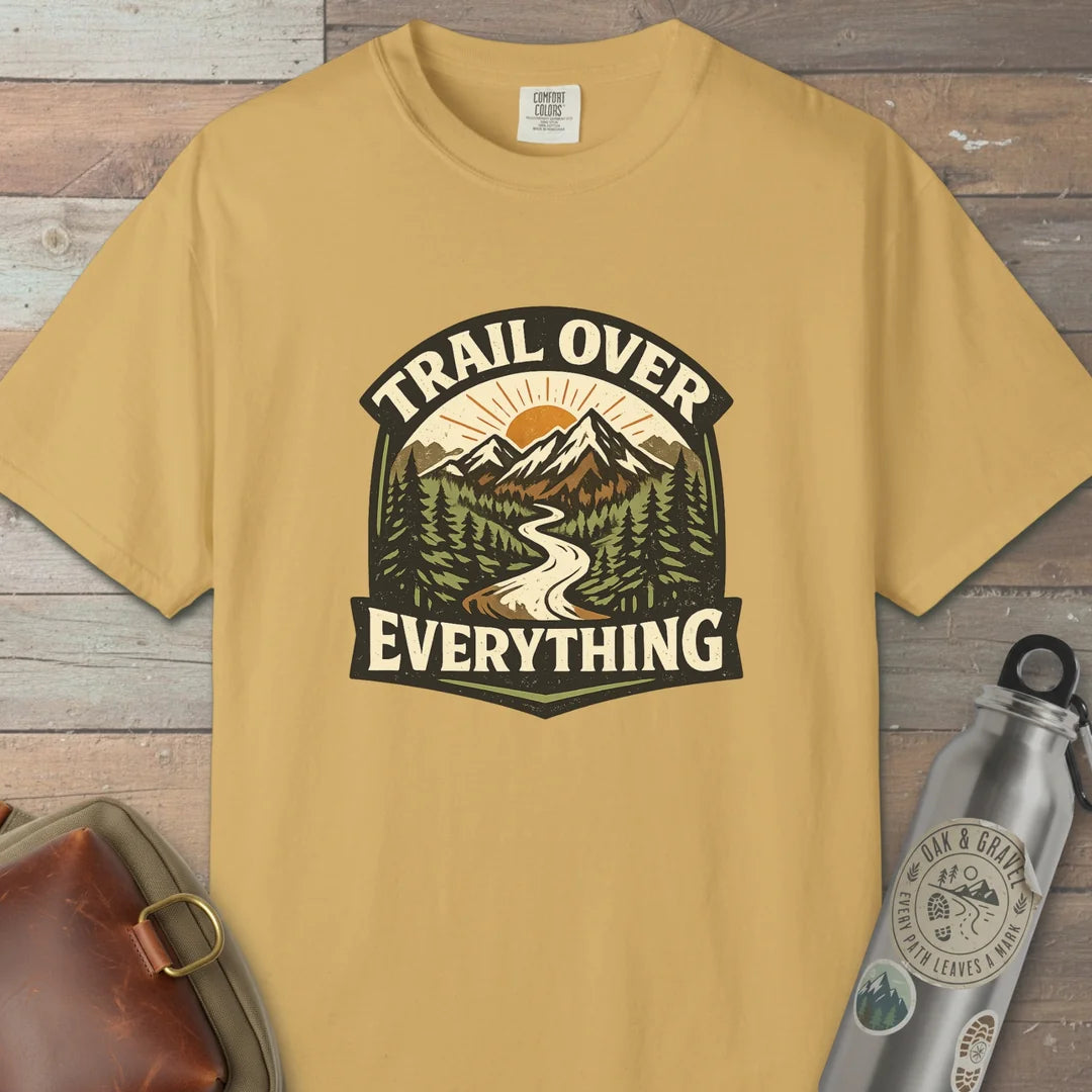 Trail Over Everything T-Shirt Mustard Outdoor Nature Tee
