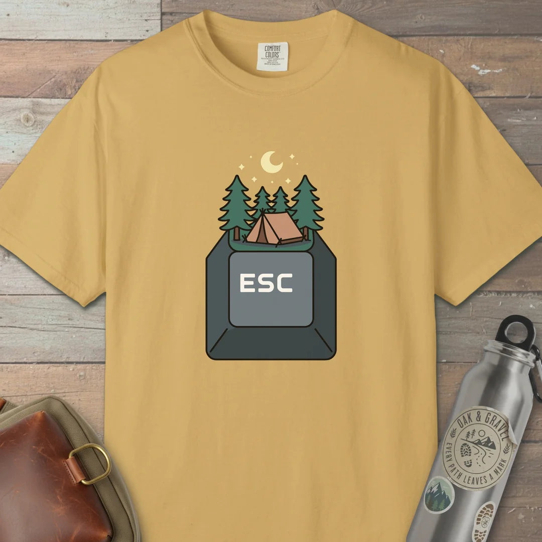 Escape To Camp T-Shirt Mustard Outdoor Nature Tee