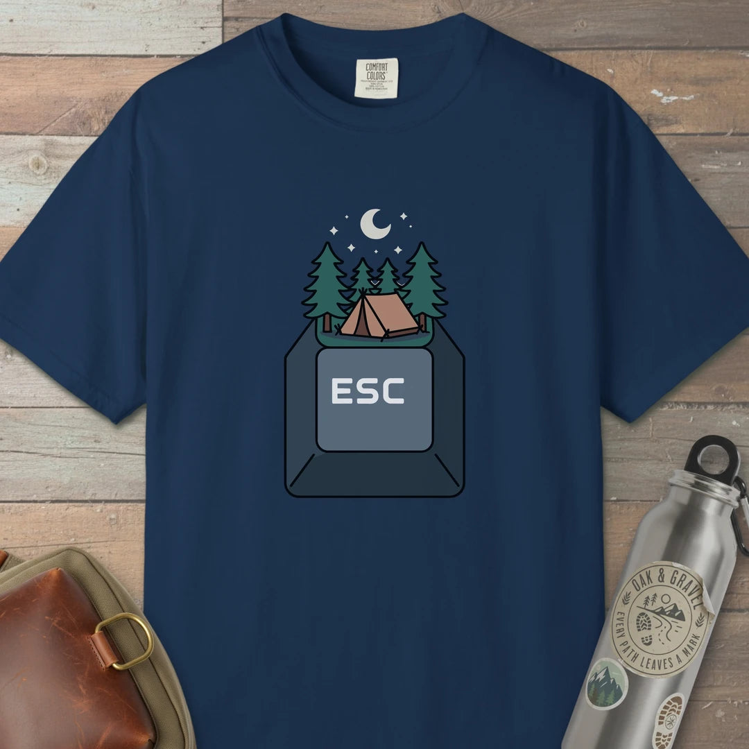 Escape To Camp T-Shirt Navy Outdoor Nature Tee