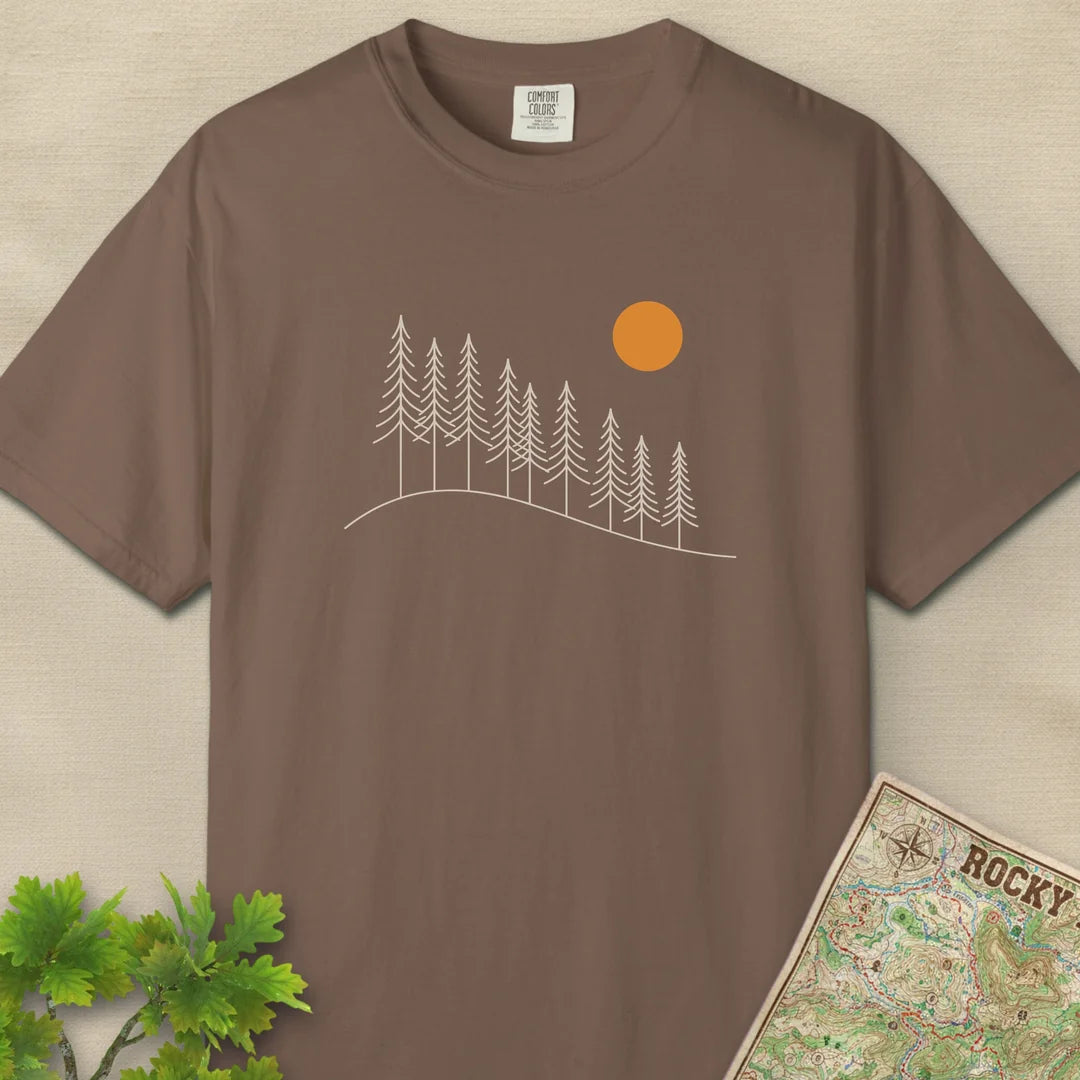 Sunrise Pine Ridge T-Shirt Espresso Outdoor Nature Tee