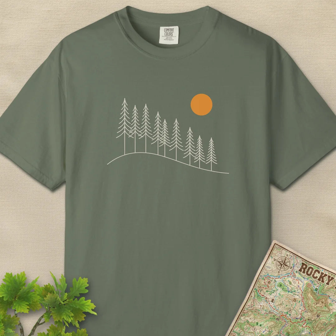 Sunrise Pine Ridge T-Shirt Moss Outdoor Nature Tee