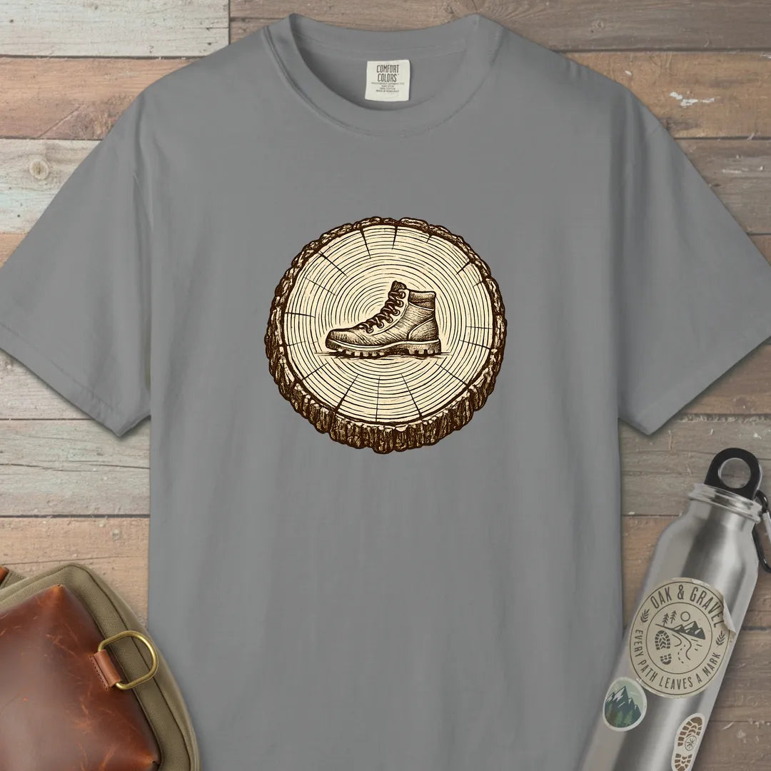Stump Boot T-Shirt Grey Outdoor Nature Tee