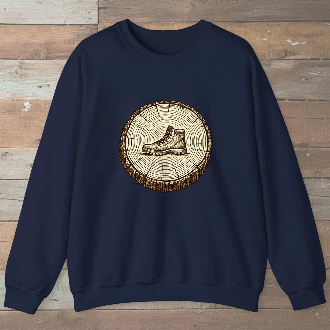 Stump Boot Sweatshirt Navy Outdoor Nature Tee