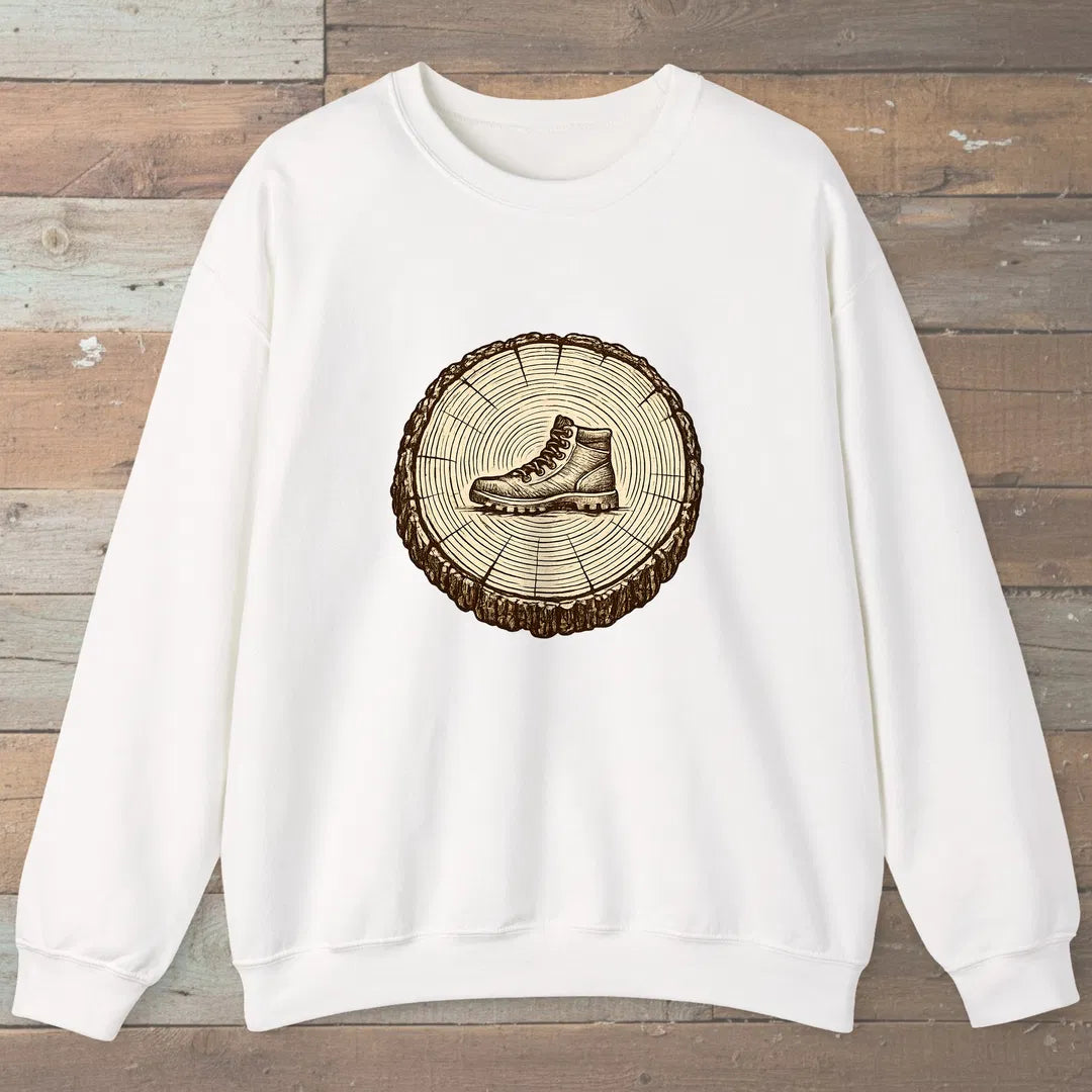 Stump Boot Sweatshirt White Outdoor Nature Tee