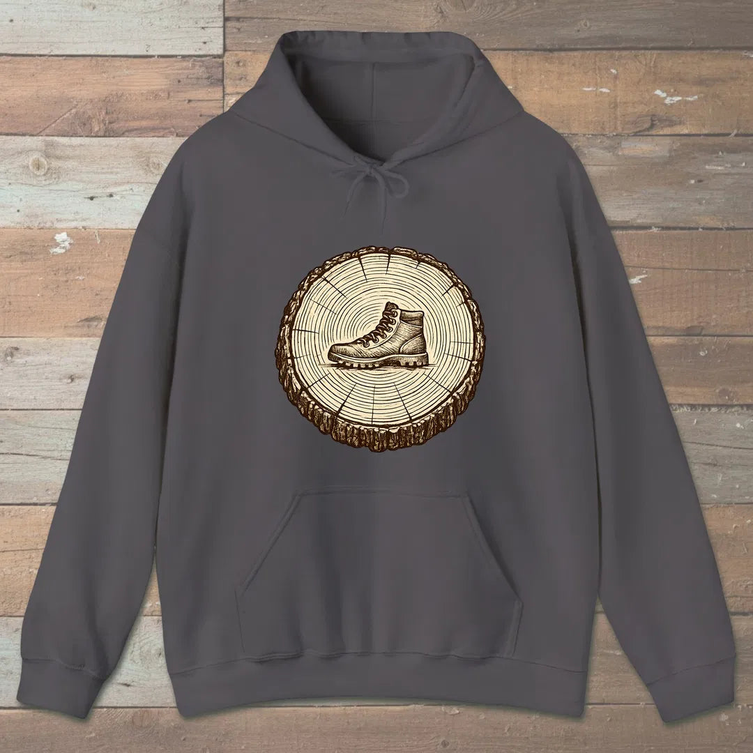 Stump Boot Hoodie Charcoal Outdoor Nature Tee