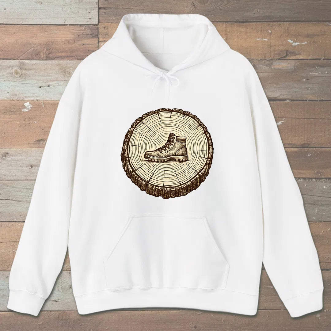 Stump Boot Hoodie White Outdoor Nature Tee