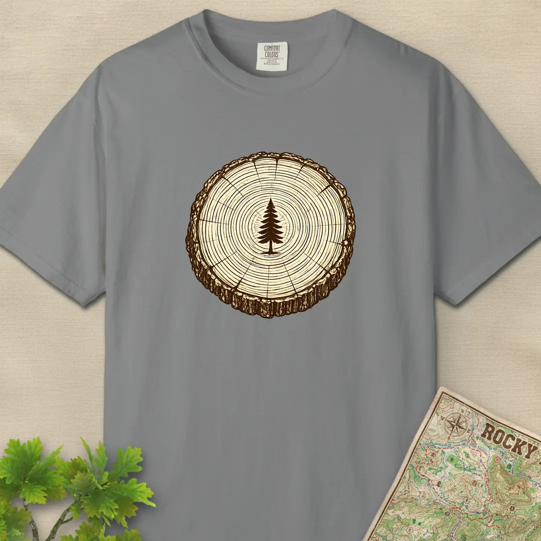 Stump Tree T-Shirt Grey Outdoor Nature Tee