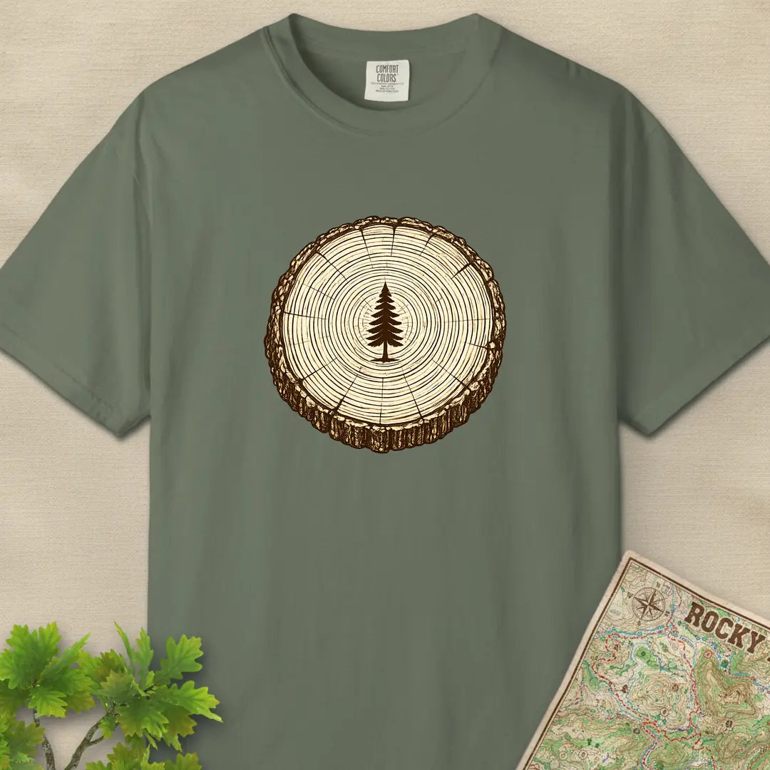 Stump Tree T-Shirt Moss Outdoor Nature Tee