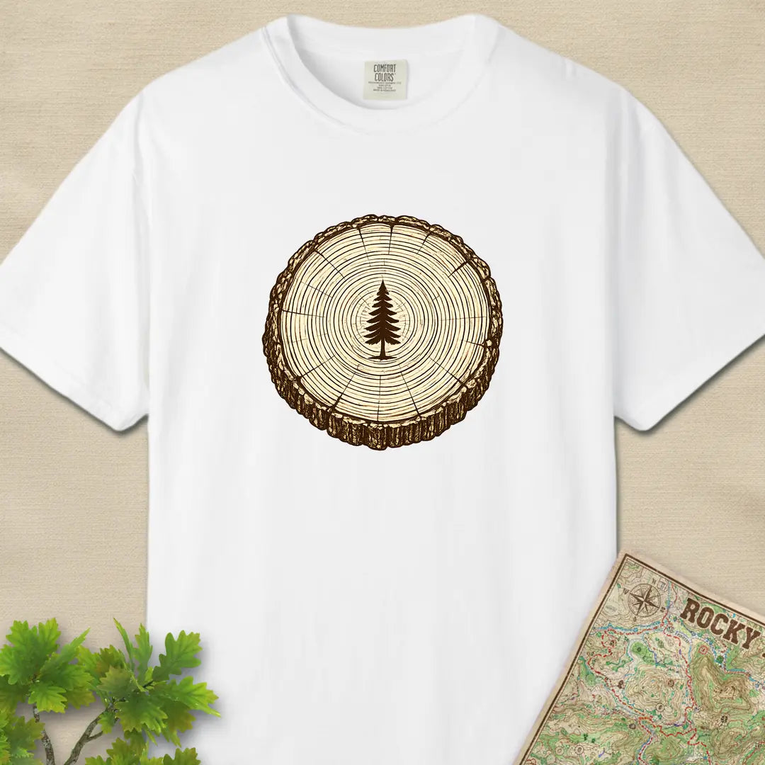 Stump Tree T-Shirt White Outdoor Nature Tee