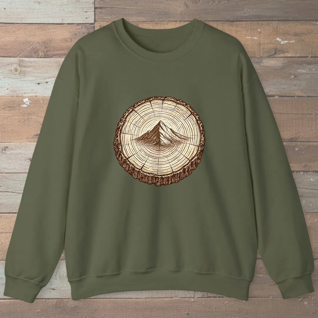 Stump Mountain Sweatshirt Military Green Outdoor Nature Tee
