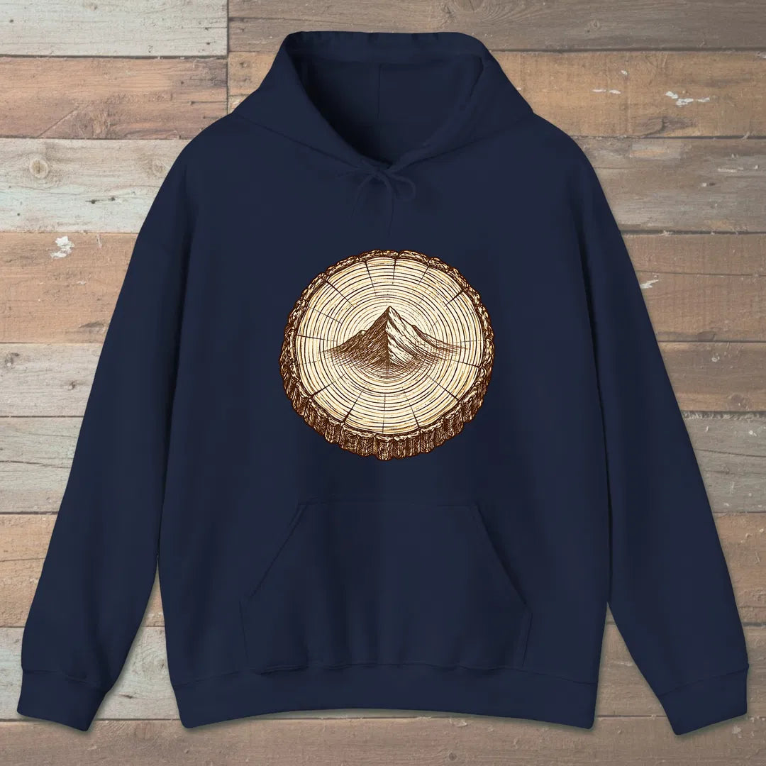 Stump Mountain Hoodie Navy Outdoor Nature Tee