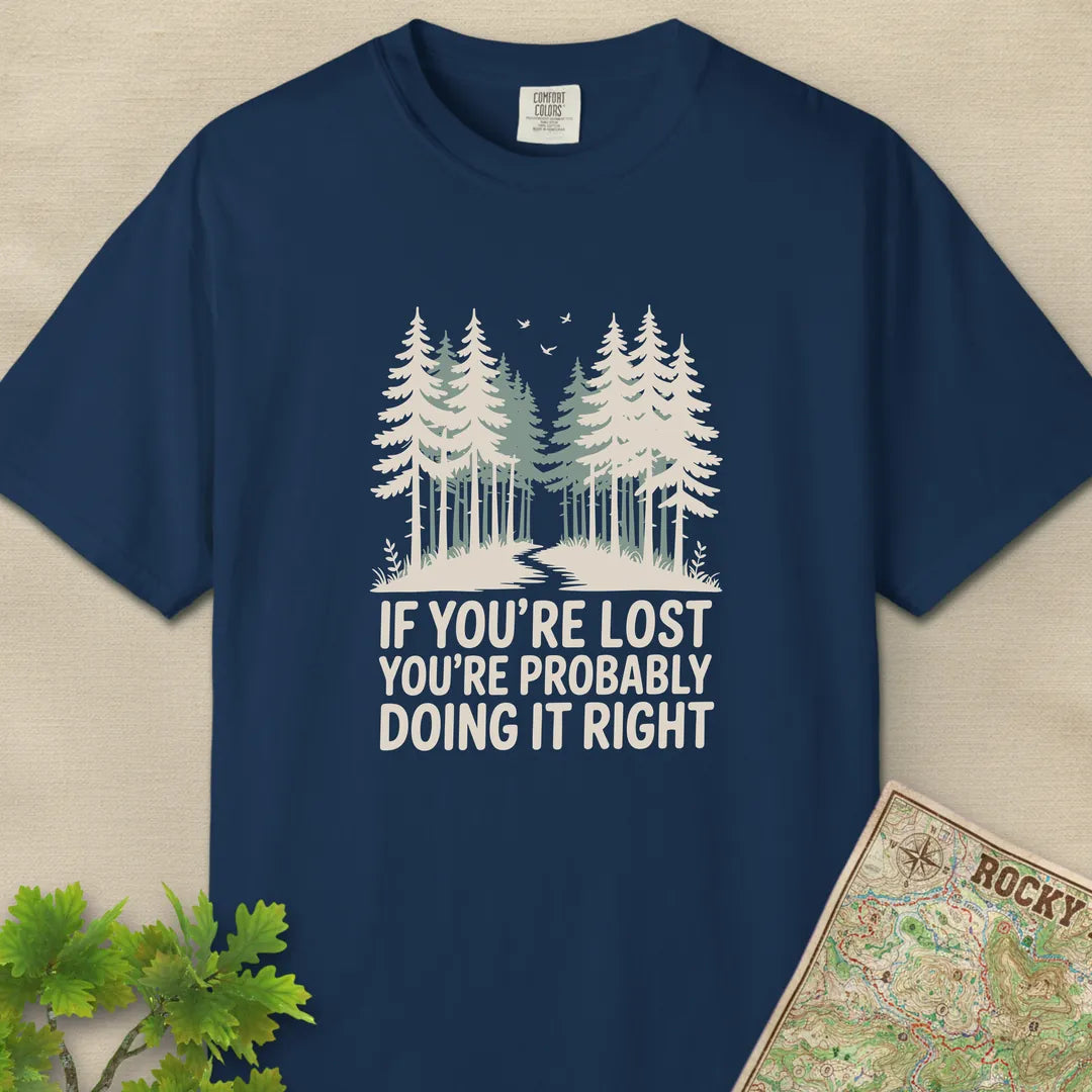 If You Are Lost T-Shirt Navy Outdoor Nature Tee
