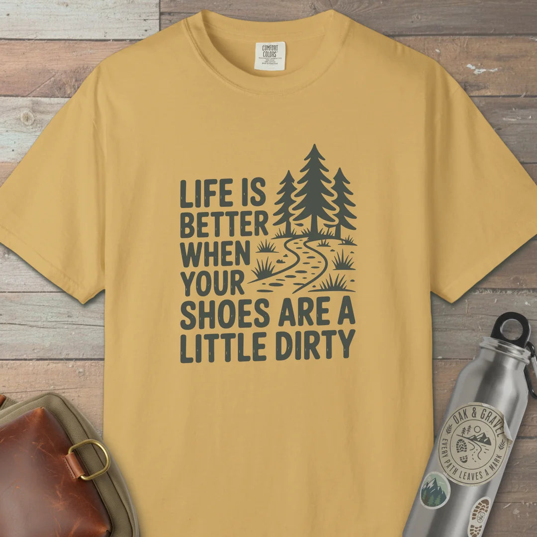 Life Is Better T-Shirt Mustard Outdoor Nature Tee