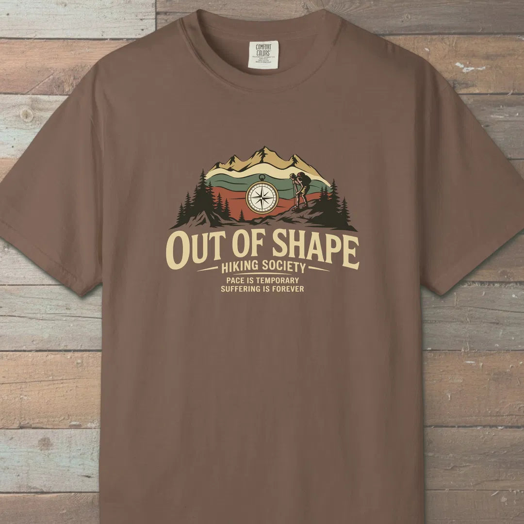 Out Of Shape Hiking Society T-Shirt Espresso Outdoor Nature Tee
