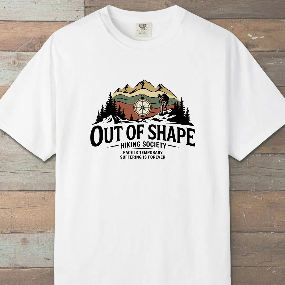 Out Of Shape Hiking Society T-Shirt White Outdoor Nature Tee