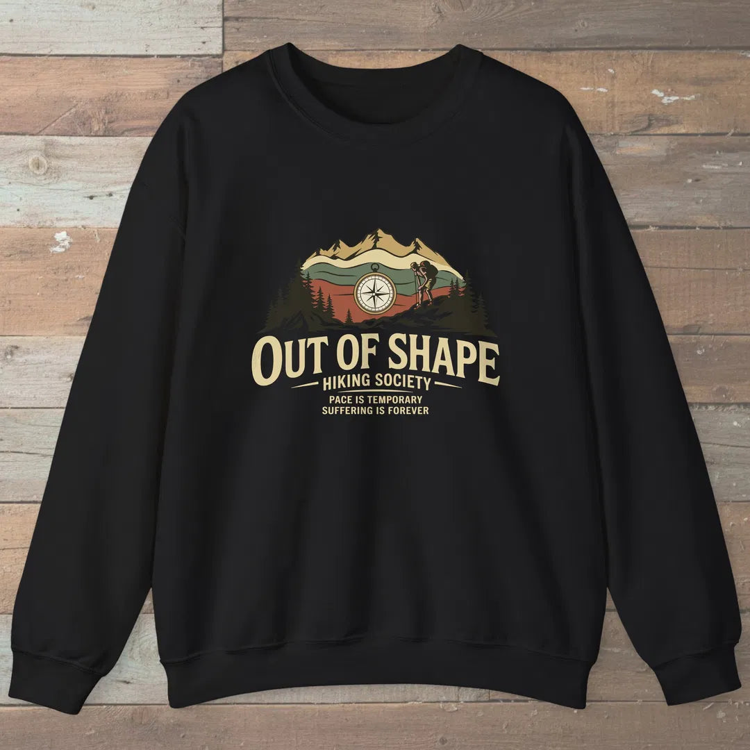 Out Of Shape Hiking Society Sweatshirt Black Outdoor Nature Tee