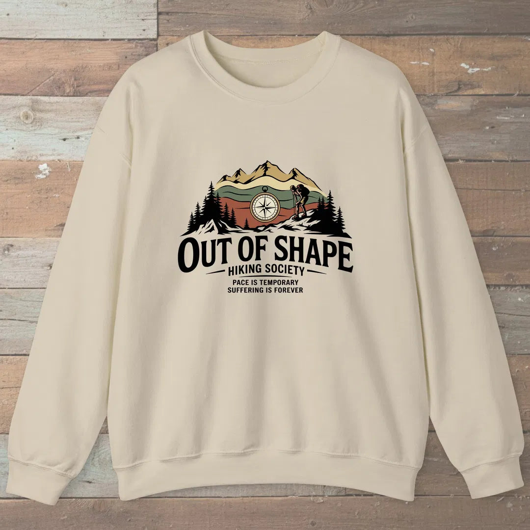 Out Of Shape Hiking Society Sweatshirt Sand Outdoor Nature Tee