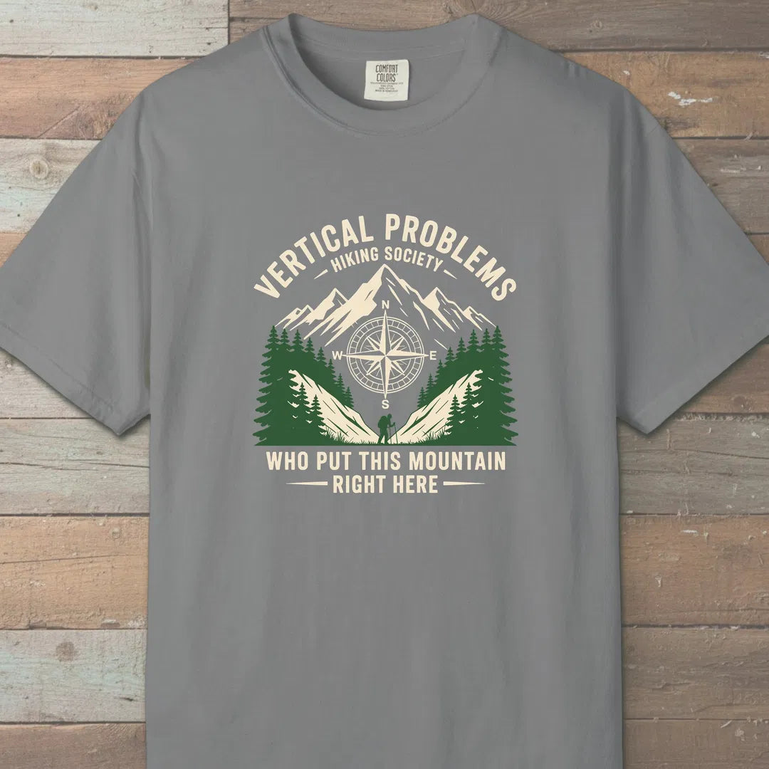 Vertical Problems Hiking Society T-Shirt Grey Outdoor Nature Tee