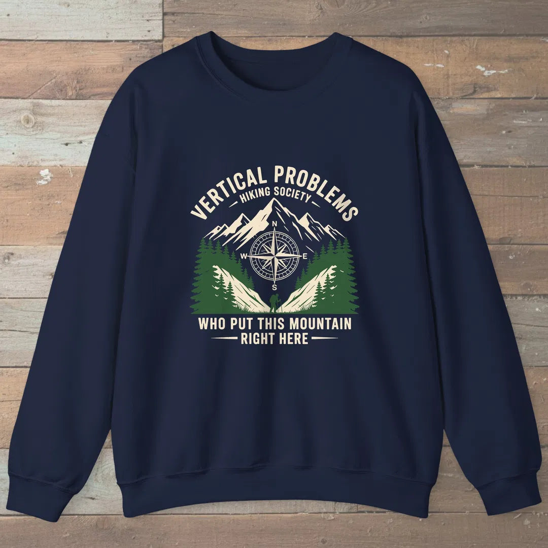 Vertical Problems Hiking Society Sweatshirt Navy Outdoor Nature Tee