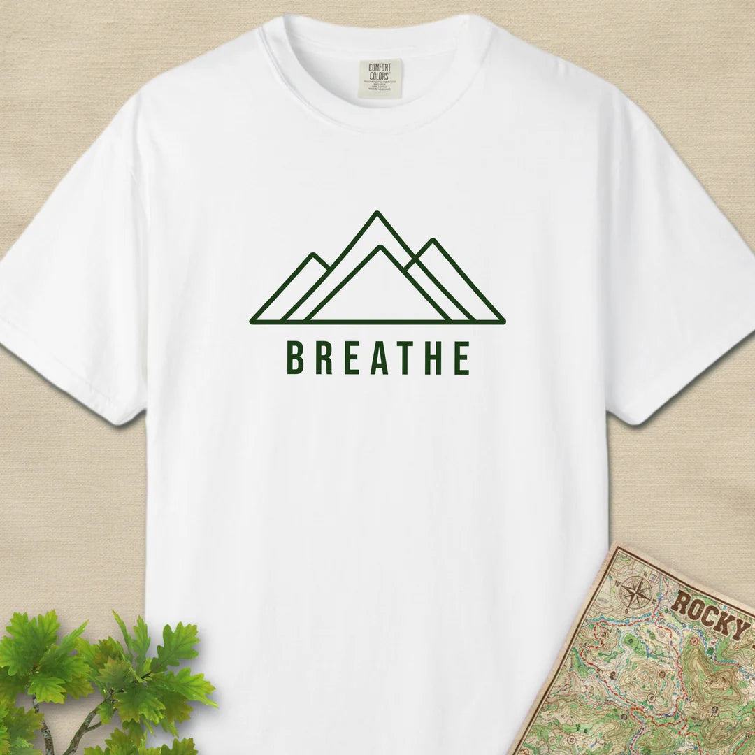 Breathe Mountain T-Shirt White Outdoor Nature Tee