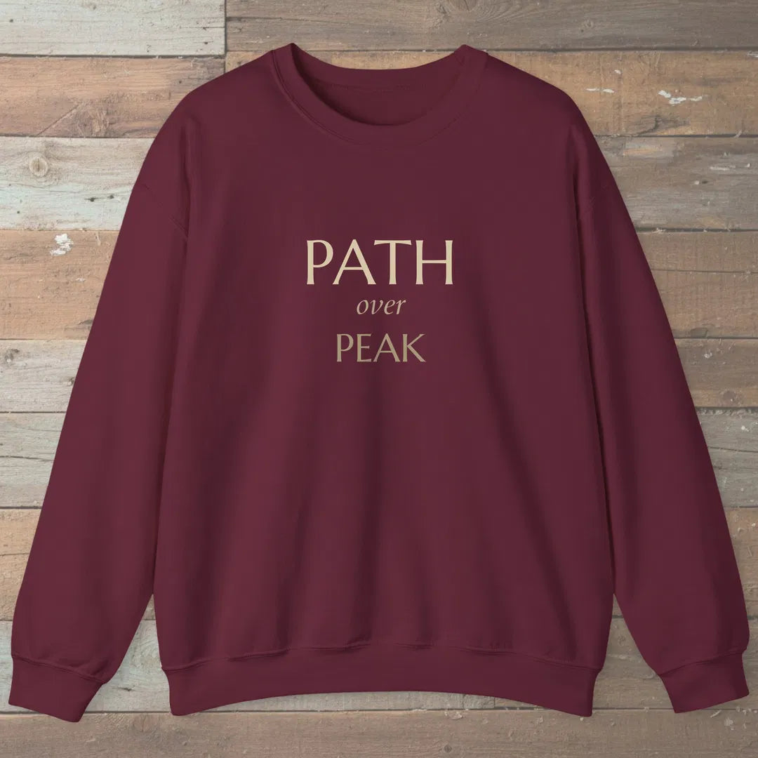 Path Over Peak Sweatshirt Maroon Outdoor Nature Tee