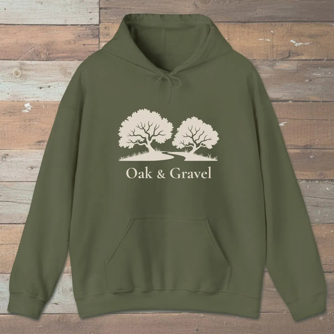 Oak Grove Path Hoodie Military Green Outdoor Nature Tee