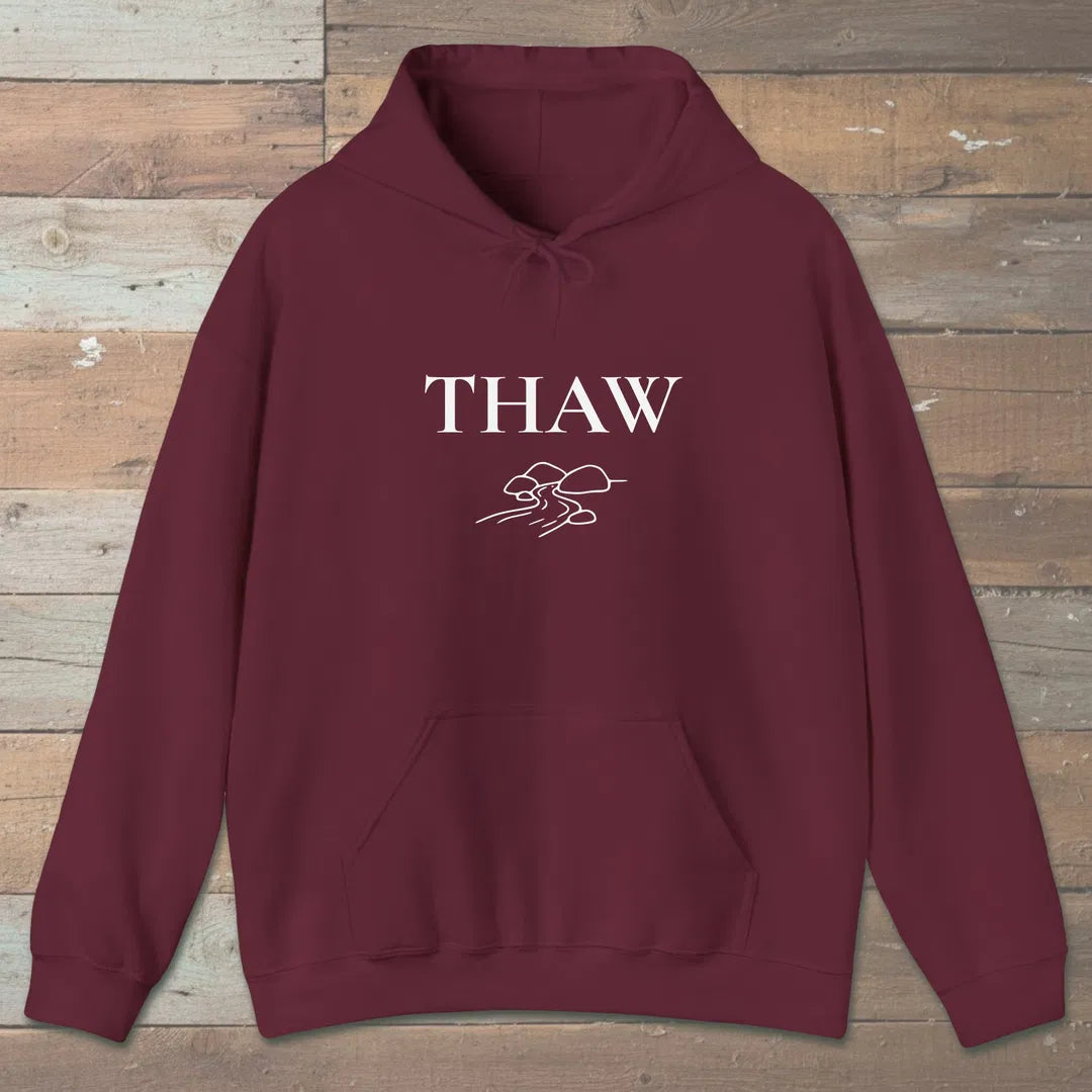 Thaw River Path Hoodie Maroon Outdoor Nature Tee
