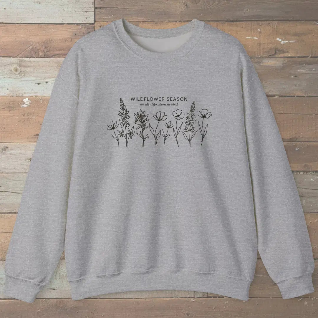 Wildflower Quiet Sweatshirt Sport Grey Outdoor Nature Tee