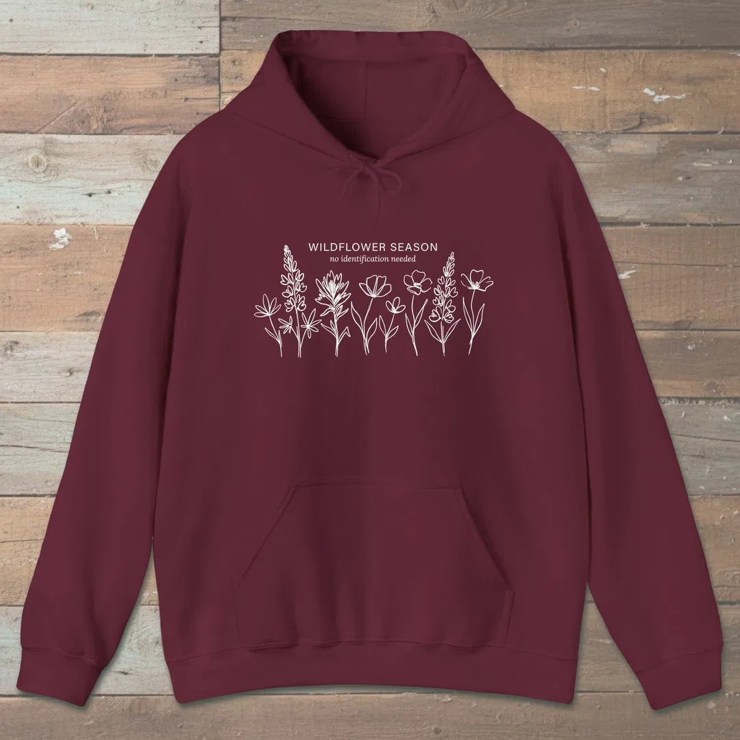 Wildflower Quiet Hoodie Maroon Outdoor Nature Tee