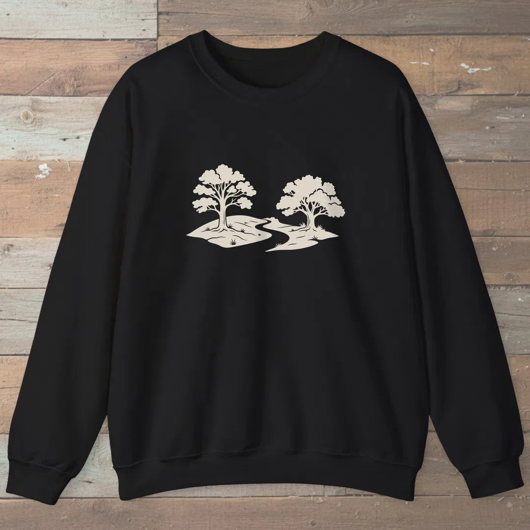 Still Grove Path Sweatshirt Black Outdoor Nature Tee