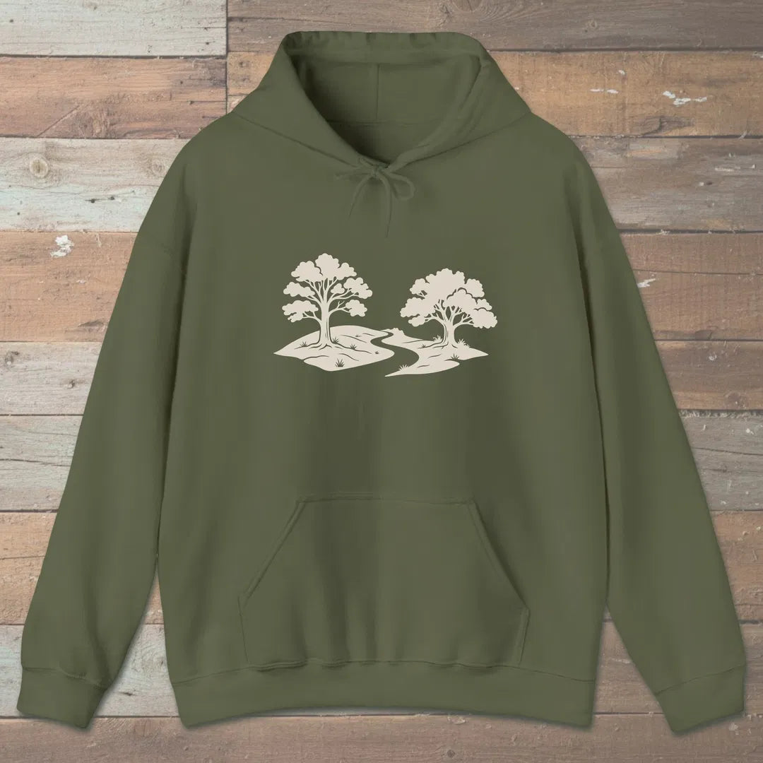Still Grove Path Hoodie Military Green Outdoor Nature Tee
