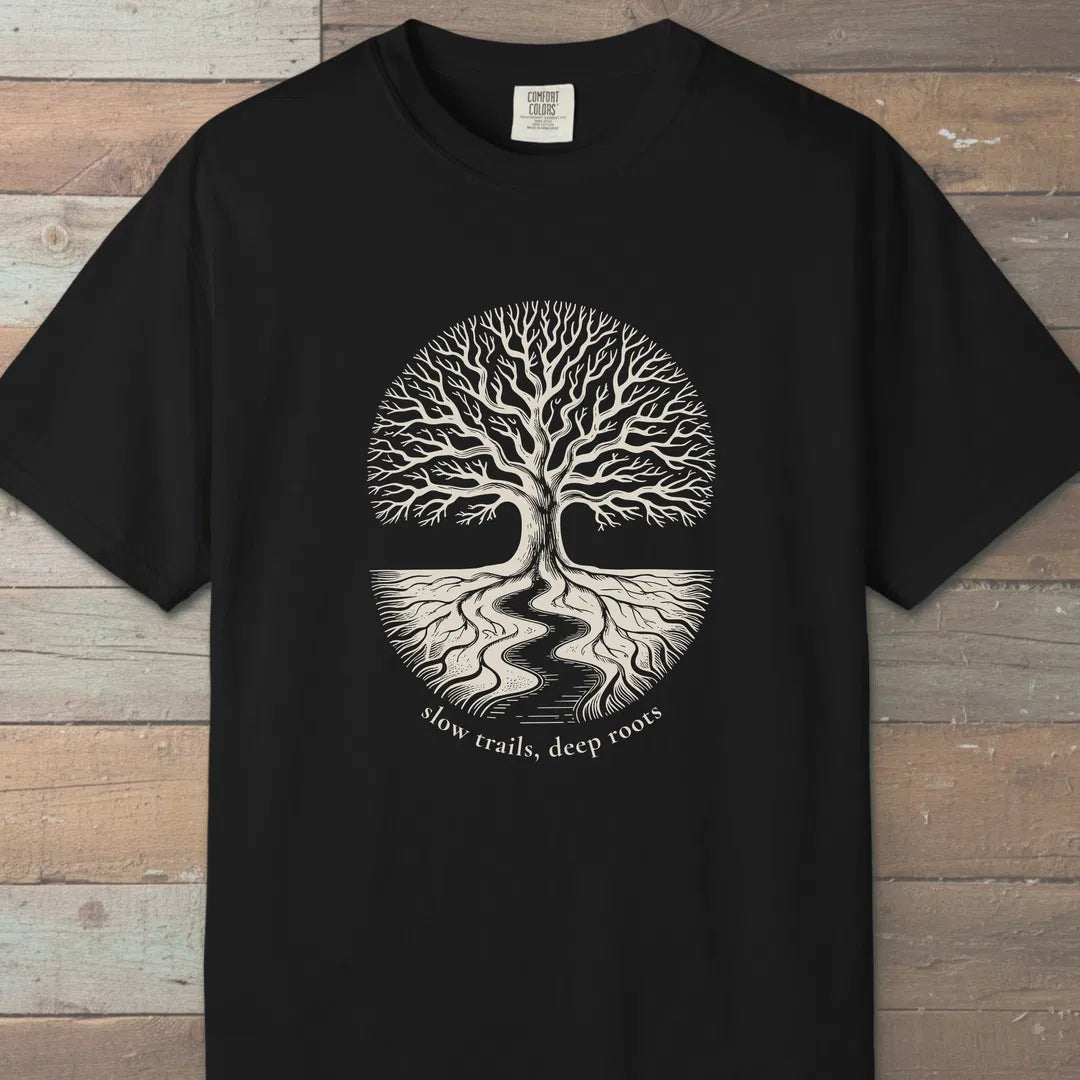 Slow Trails Grove T-Shirt Black Outdoor Nature Tee
